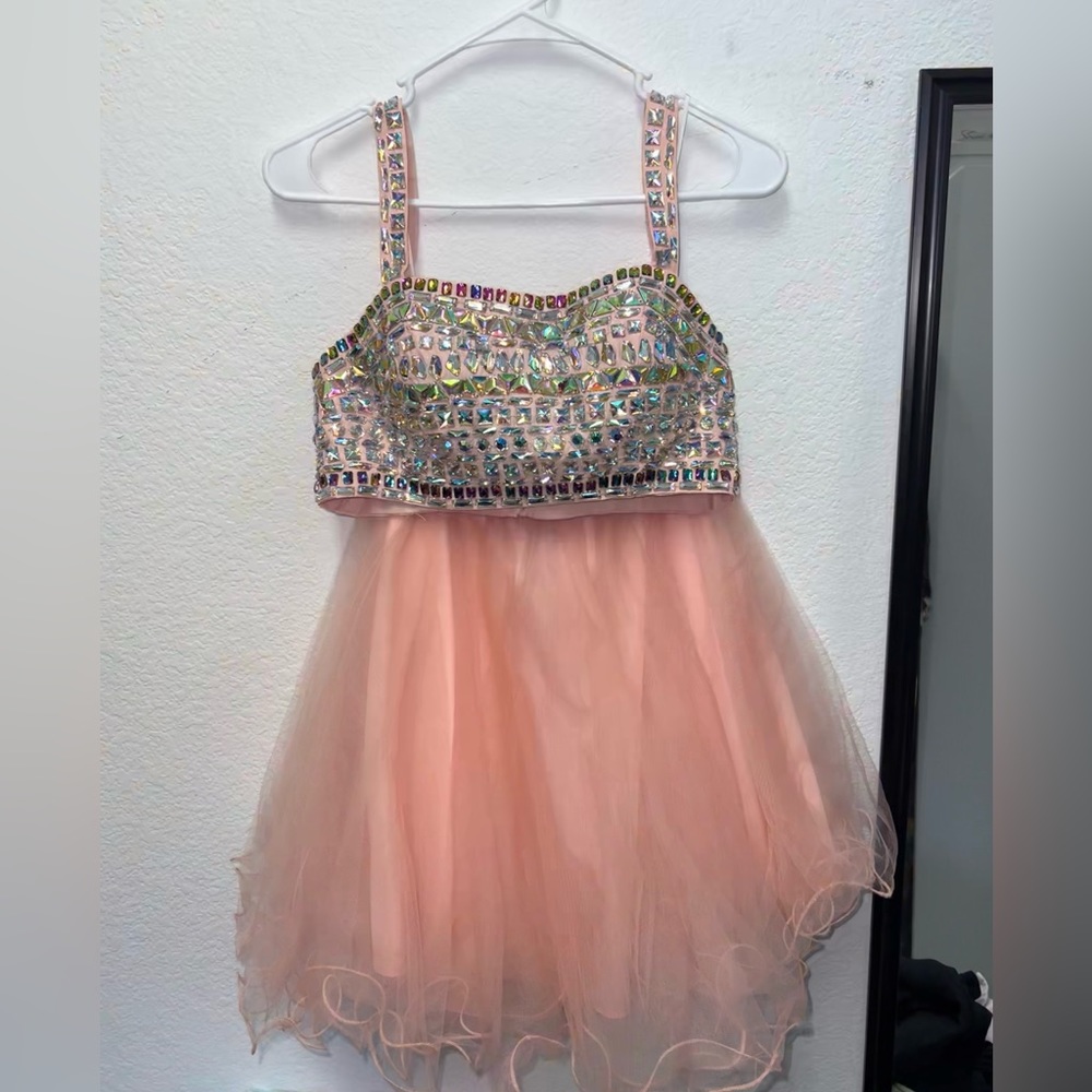 Narianna Light Pink Gemstone Embellished Two-Piece
Top/Tulle Skirt Set -Small